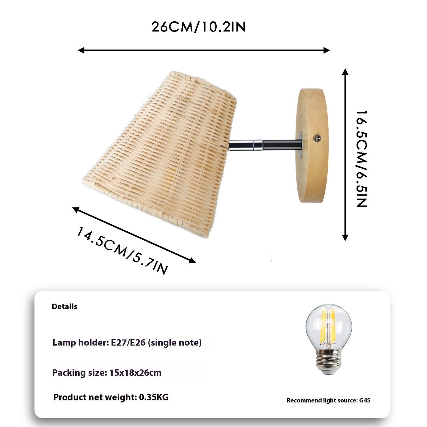 Rattan Wall Lamp Bedside Wall Lamp