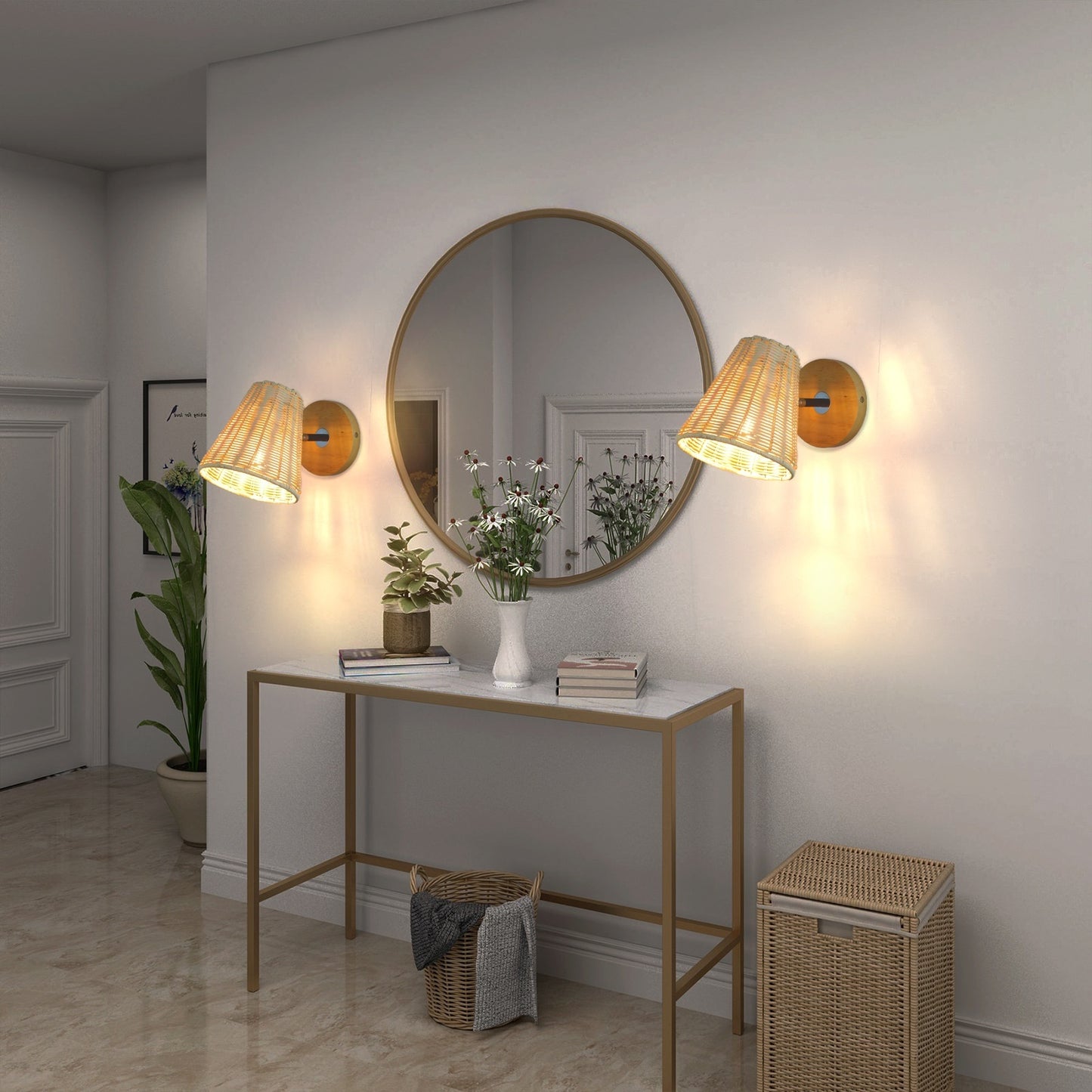Rattan Wall Lamp Bedside Wall Lamp